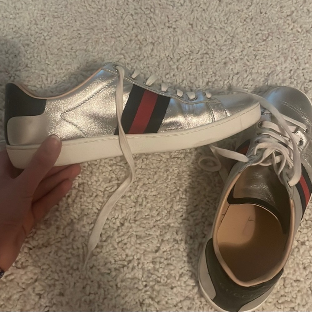 Silver Gucci Ace sneakers